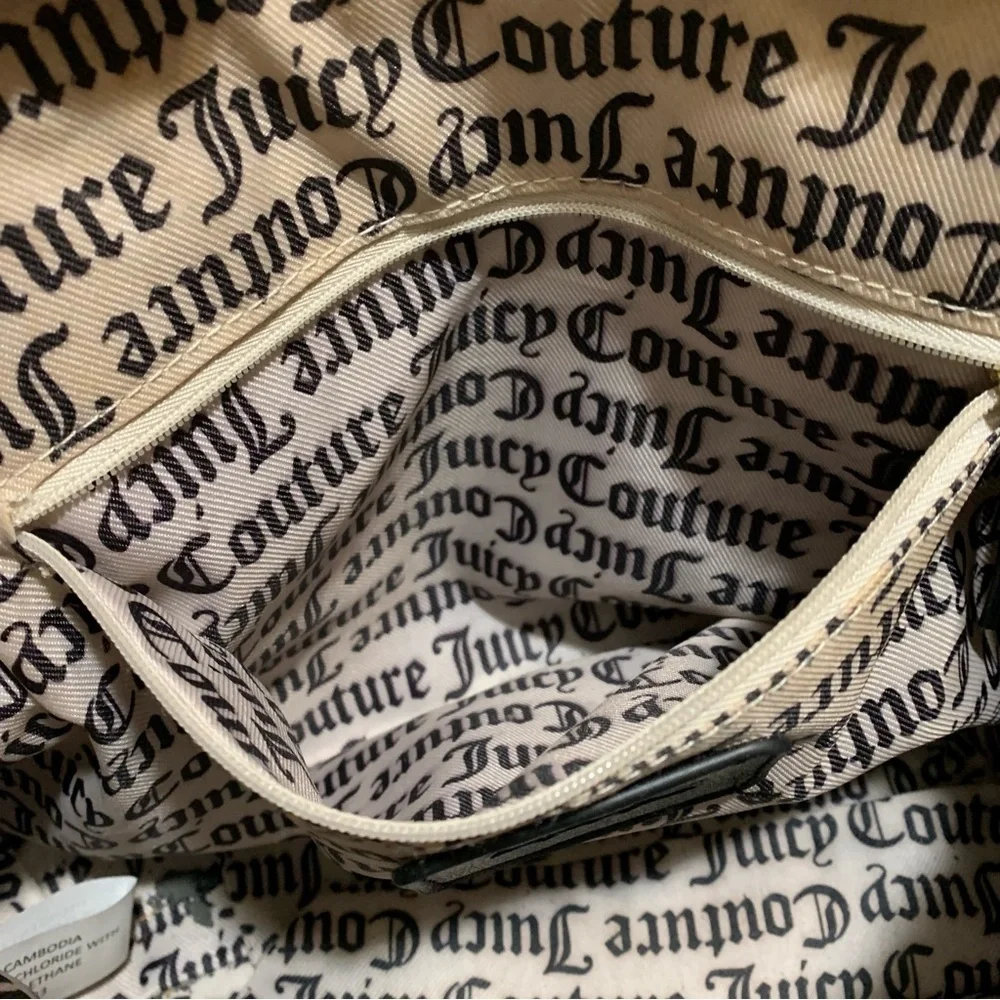 Juicy Couture Signature Gray Black Printed Canvas shoulder purse